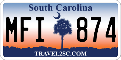 SC license plate MFI874