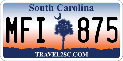 SC license plate MFI875