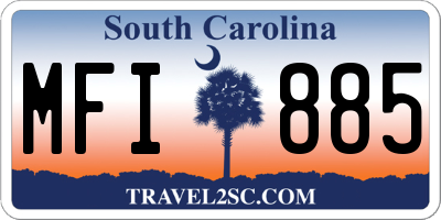 SC license plate MFI885