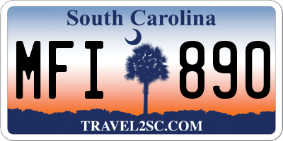 SC license plate MFI890