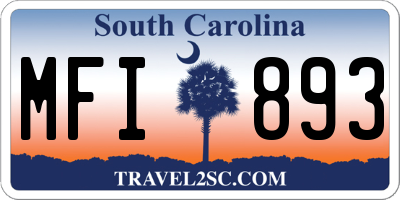 SC license plate MFI893