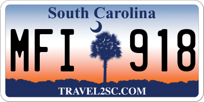 SC license plate MFI918