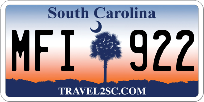 SC license plate MFI922