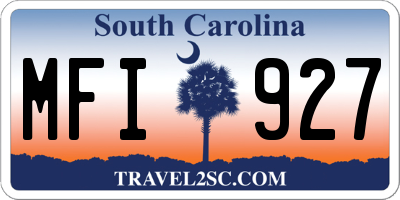 SC license plate MFI927