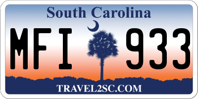 SC license plate MFI933