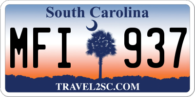 SC license plate MFI937