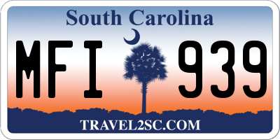 SC license plate MFI939