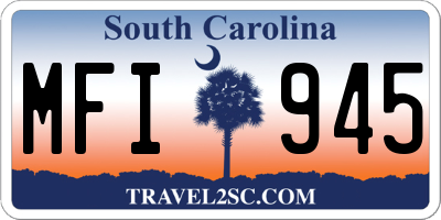 SC license plate MFI945