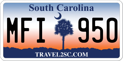 SC license plate MFI950