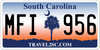 SC license plate MFI956