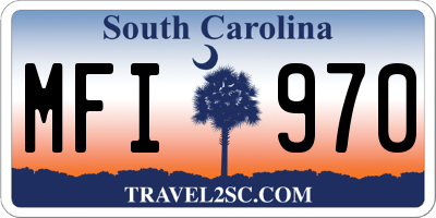SC license plate MFI970