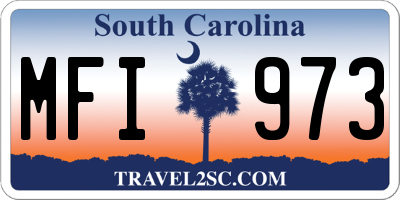 SC license plate MFI973