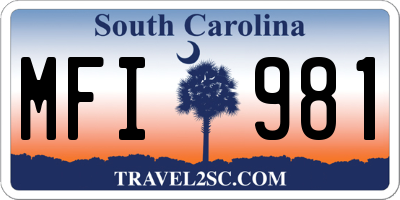 SC license plate MFI981
