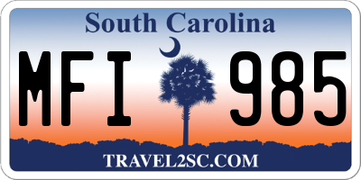 SC license plate MFI985