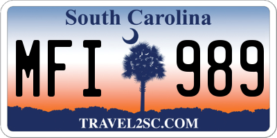 SC license plate MFI989