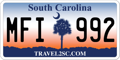 SC license plate MFI992