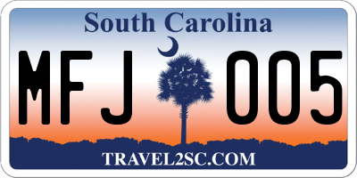SC license plate MFJ005