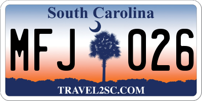 SC license plate MFJ026