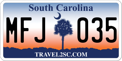 SC license plate MFJ035
