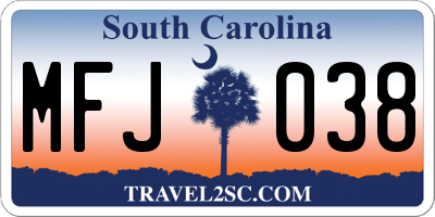 SC license plate MFJ038