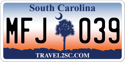 SC license plate MFJ039