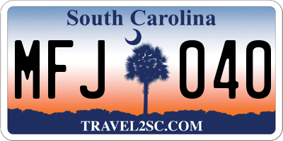 SC license plate MFJ040