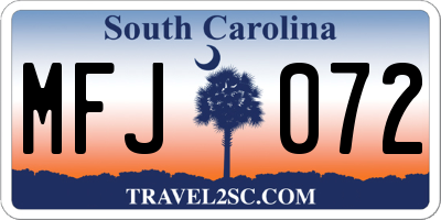 SC license plate MFJ072