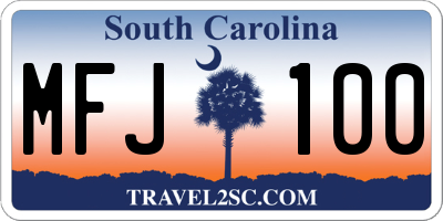SC license plate MFJ100