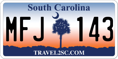 SC license plate MFJ143
