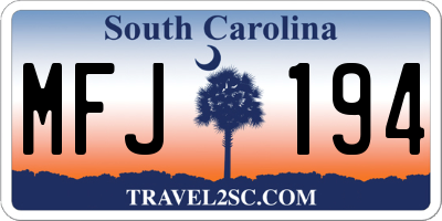 SC license plate MFJ194