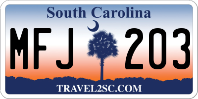 SC license plate MFJ203