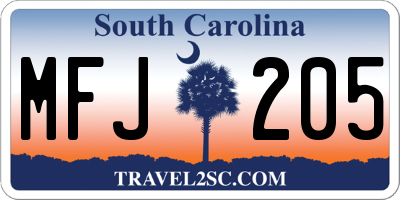 SC license plate MFJ205