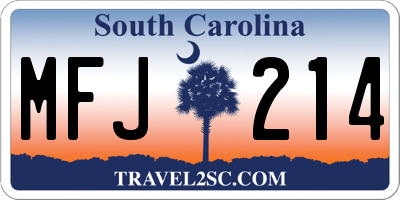 SC license plate MFJ214