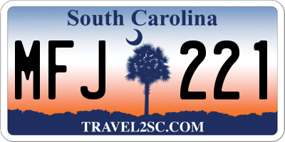 SC license plate MFJ221