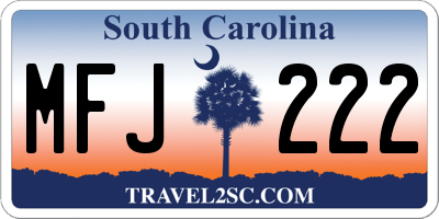 SC license plate MFJ222