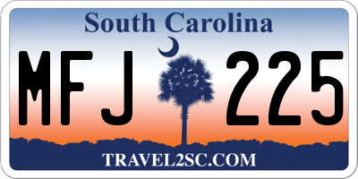 SC license plate MFJ225