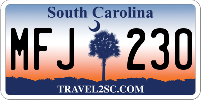 SC license plate MFJ230