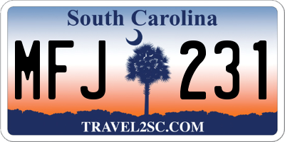 SC license plate MFJ231