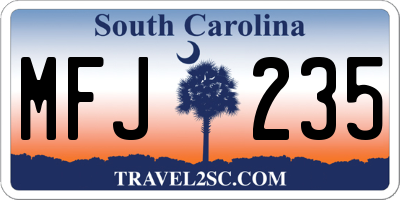 SC license plate MFJ235