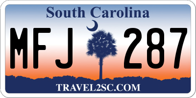 SC license plate MFJ287