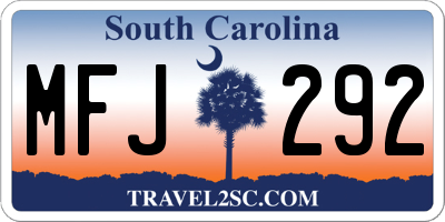 SC license plate MFJ292
