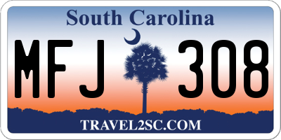 SC license plate MFJ308