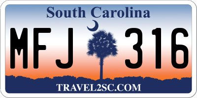 SC license plate MFJ316
