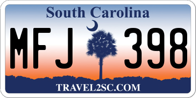SC license plate MFJ398