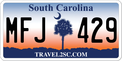 SC license plate MFJ429
