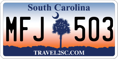 SC license plate MFJ503
