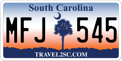 SC license plate MFJ545