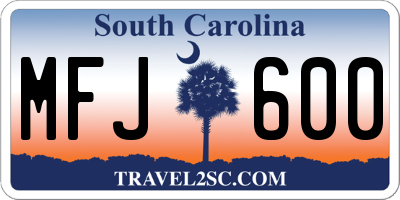 SC license plate MFJ600