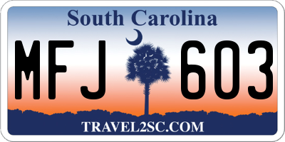 SC license plate MFJ603