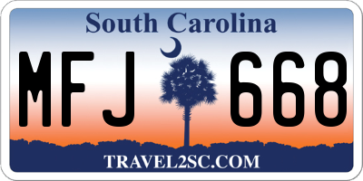 SC license plate MFJ668